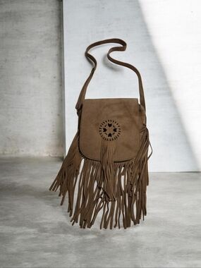 Fringe Suede Crossbody Bag in Brown Lightly Used!